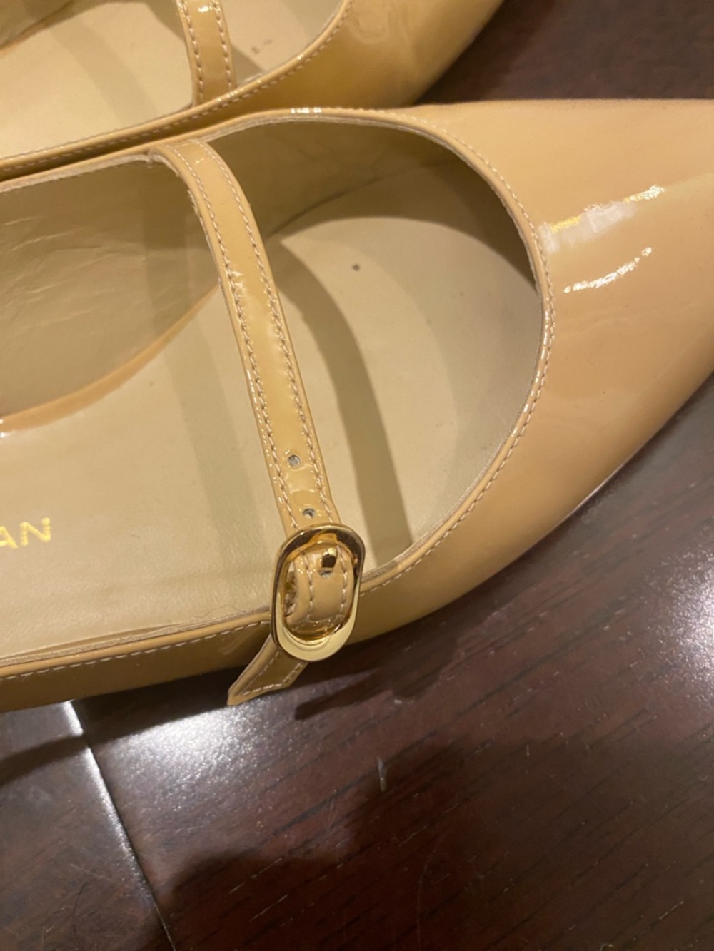 Stuart Weitzman Nude Patent Pointed Slingback Flats - Picture 4 of 6